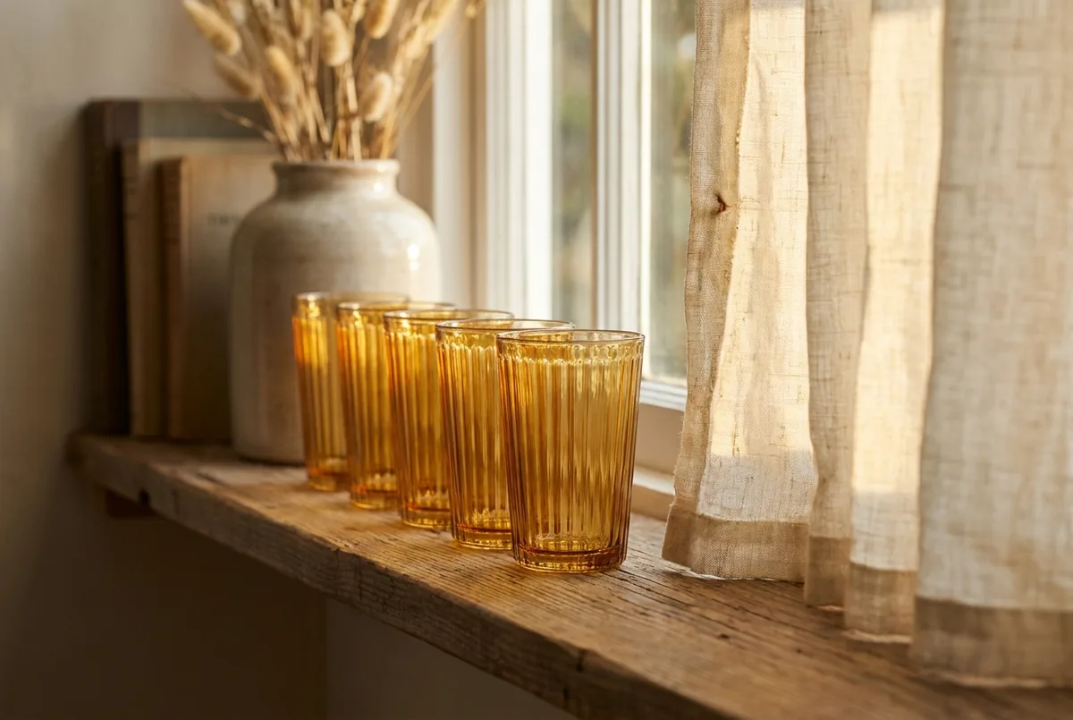 Amber & Fluted Glassware for a Moody Table